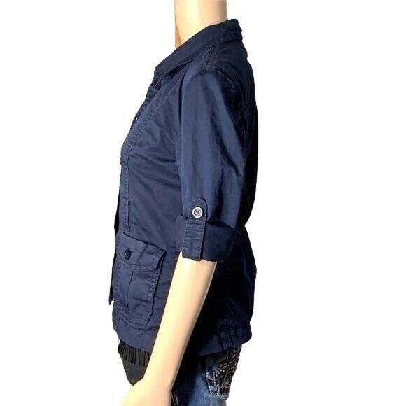 J Crew Womens Jacket Coat Chino Khaki Casual Stretch Lightweight Navy Blue Small - Picture 5 of 9